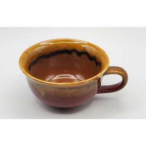 Soup Bowl Mug Brown Drip Pottery Glaze "C" Handle 12 oz. 